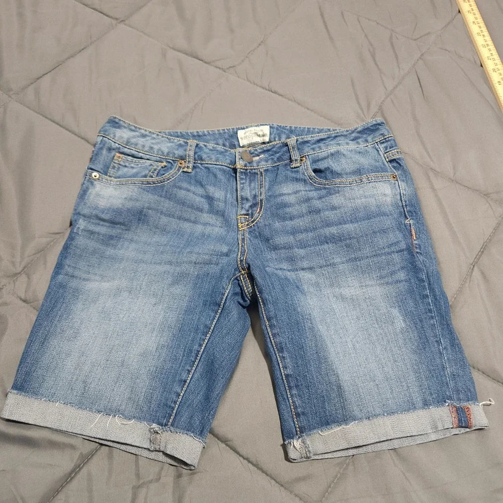 Aeropostale Denim Shorts Girls 7/8 Blue Stretch Bermuda Jean Shorts